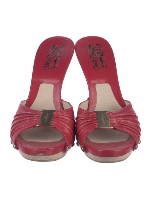 Salvatore Ferragamo Leather Studded Accents Slides