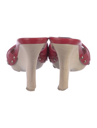 Salvatore Ferragamo Leather Studded Accents Slides