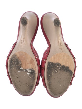 Salvatore Ferragamo Leather Studded Accents Slides