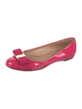 Salvatore Ferragamo Vara Bow Accent Patent Leather Ballet Flats