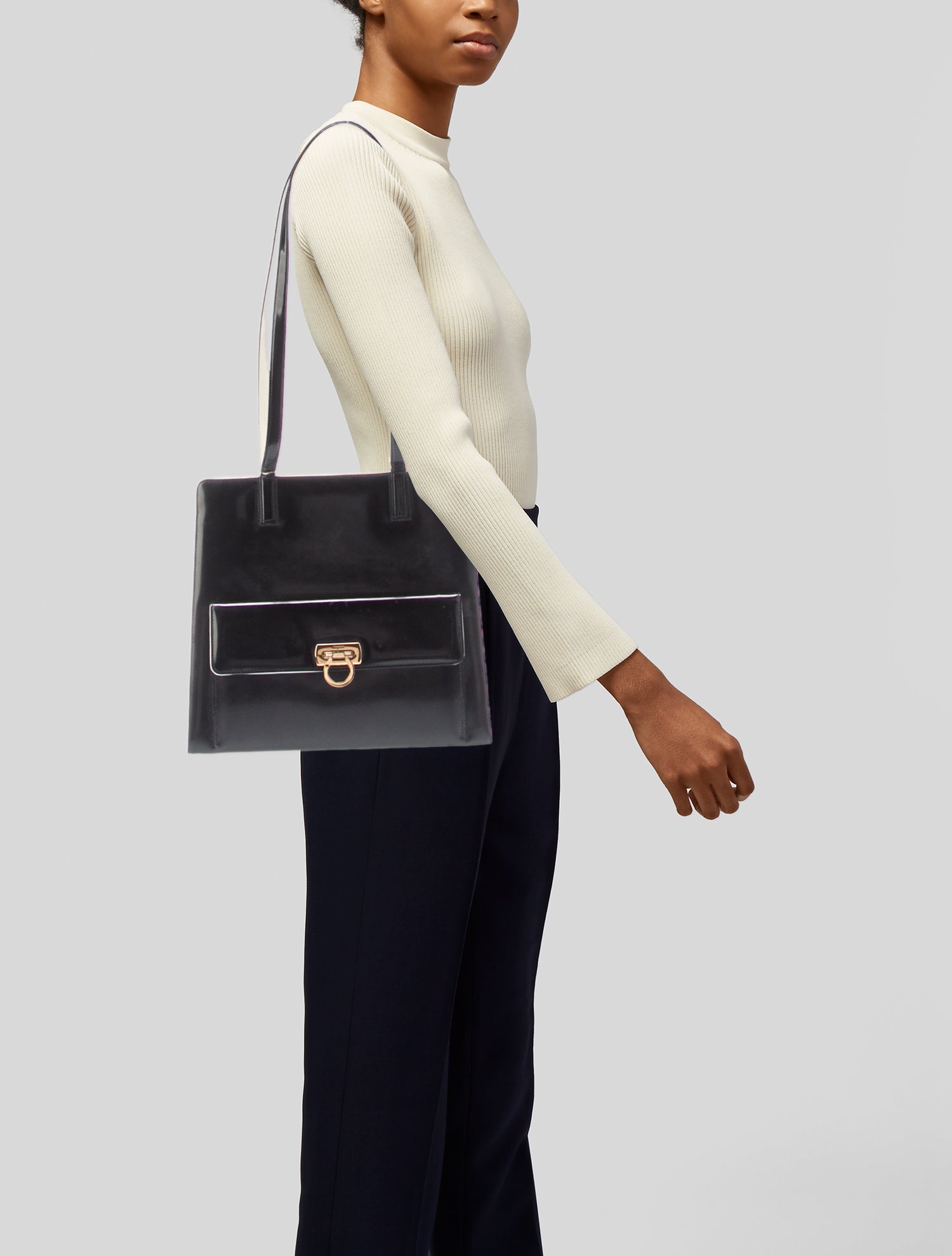 Salvatore Ferragamo Patent Leather Top Handle Bag