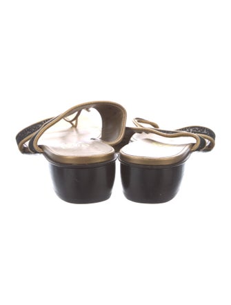 Salvatore Ferragamo Leather Printed Slides