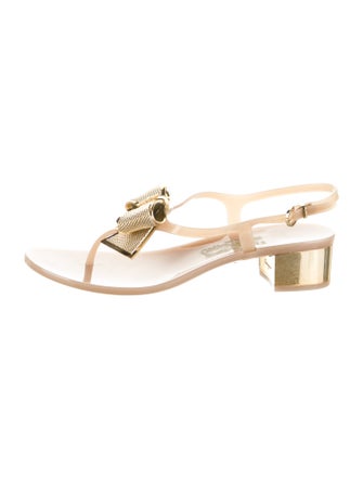 Salvatore Ferragamo Vara Bow Accent PVC Slingback Sandals