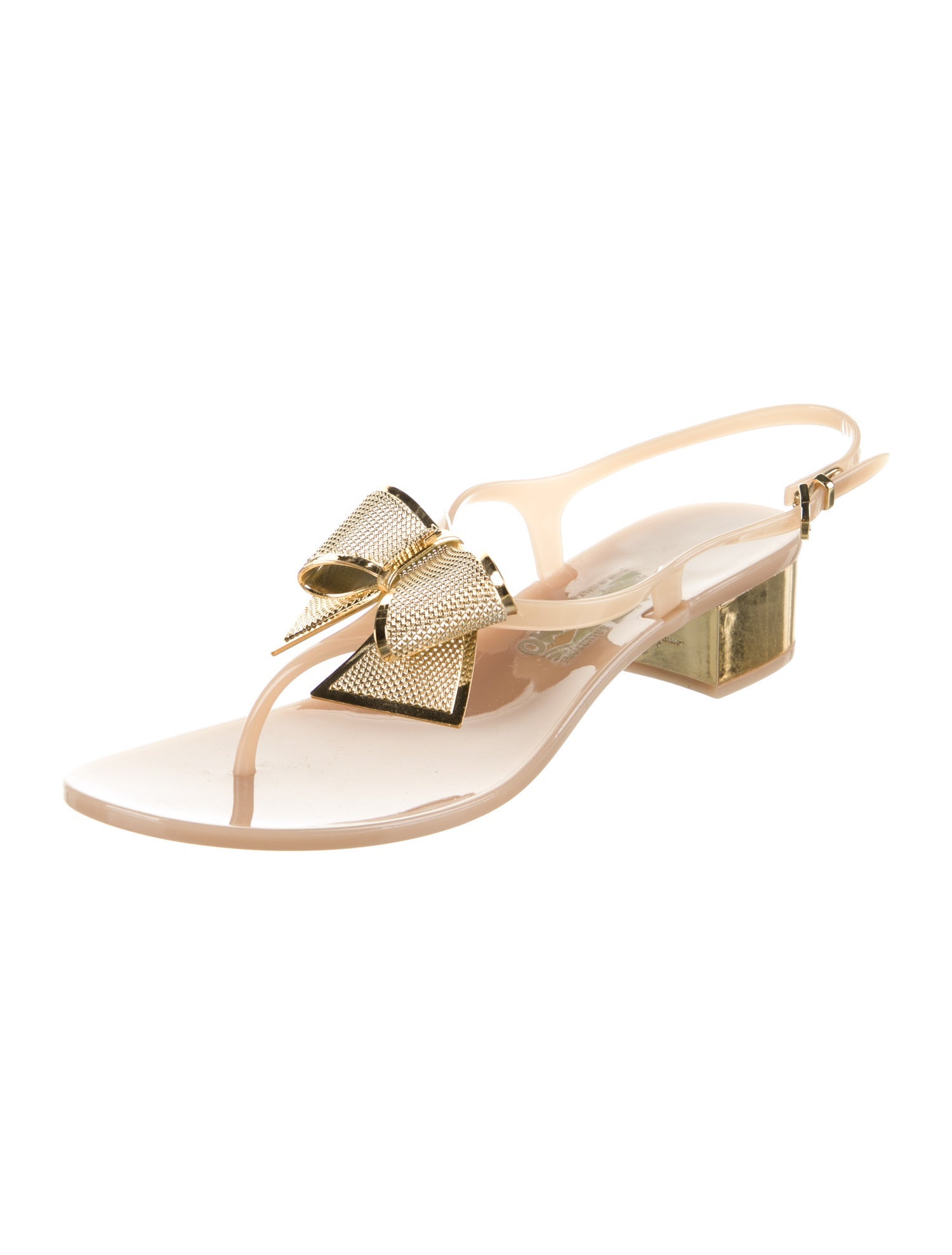 Salvatore Ferragamo Vara Bow Accent PVC Slingback Sandals