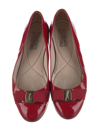 Salvatore Ferragamo Vara Bow Accent Patent Leather Ballet Flats