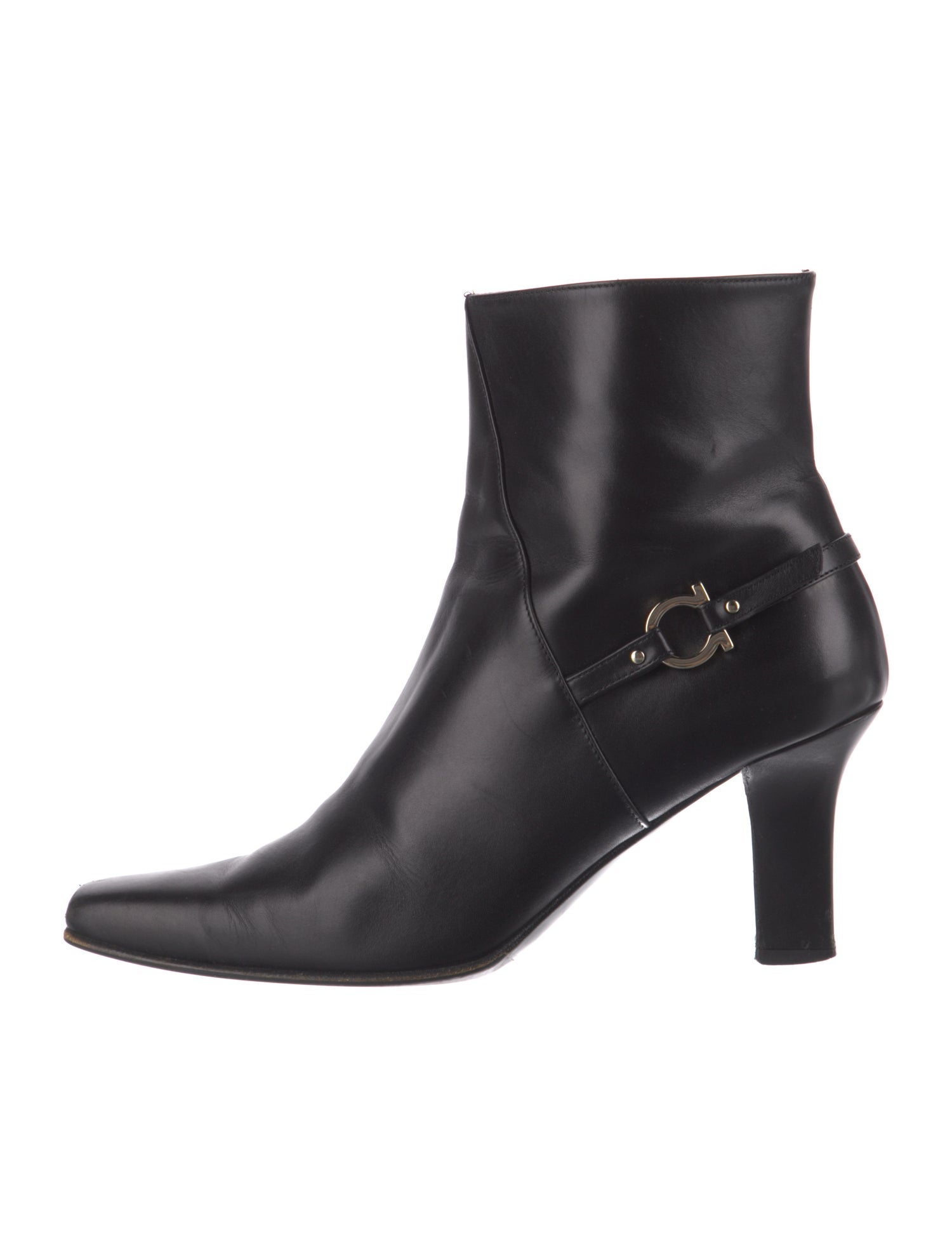 Salvatore Ferragamo Gancini Logo Leather Boots