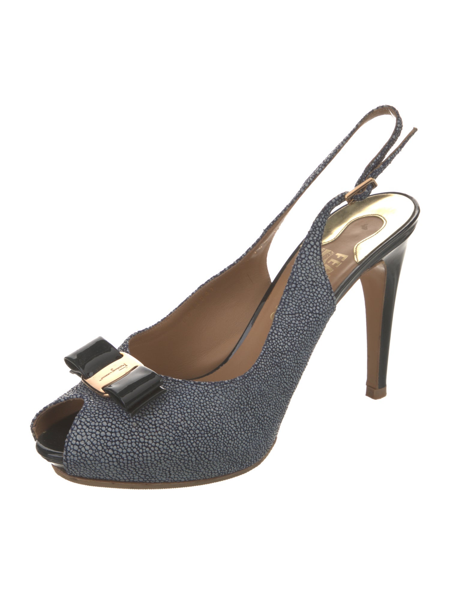 Salvatore Ferragamo Vara Bow Accent Suede Slingback Pumps