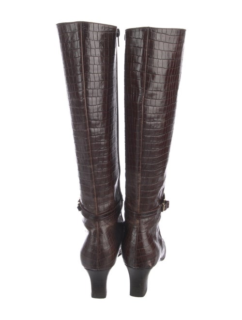 Salvatore Ferragamo Embossed Leather Riding Boots