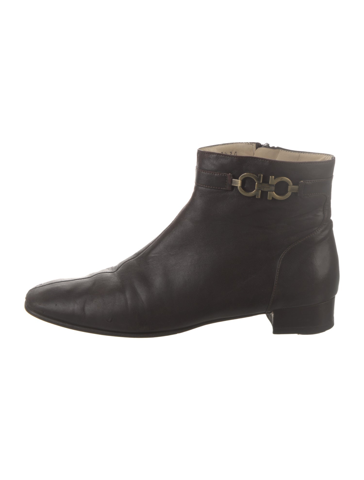 Salvatore Ferragamo Gancini Logo Leather Boots