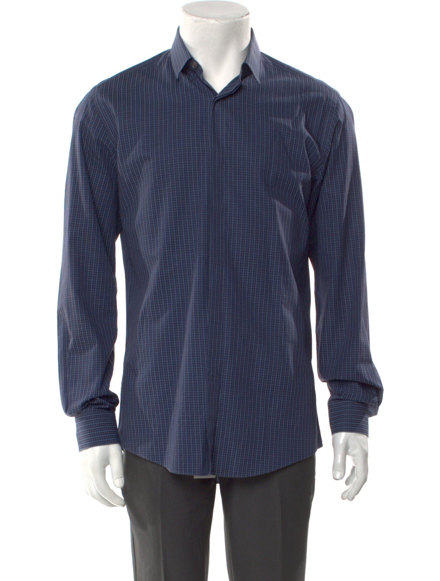 Salvatore Ferragamo Plaid Print Long Sleeve Dress Shirt