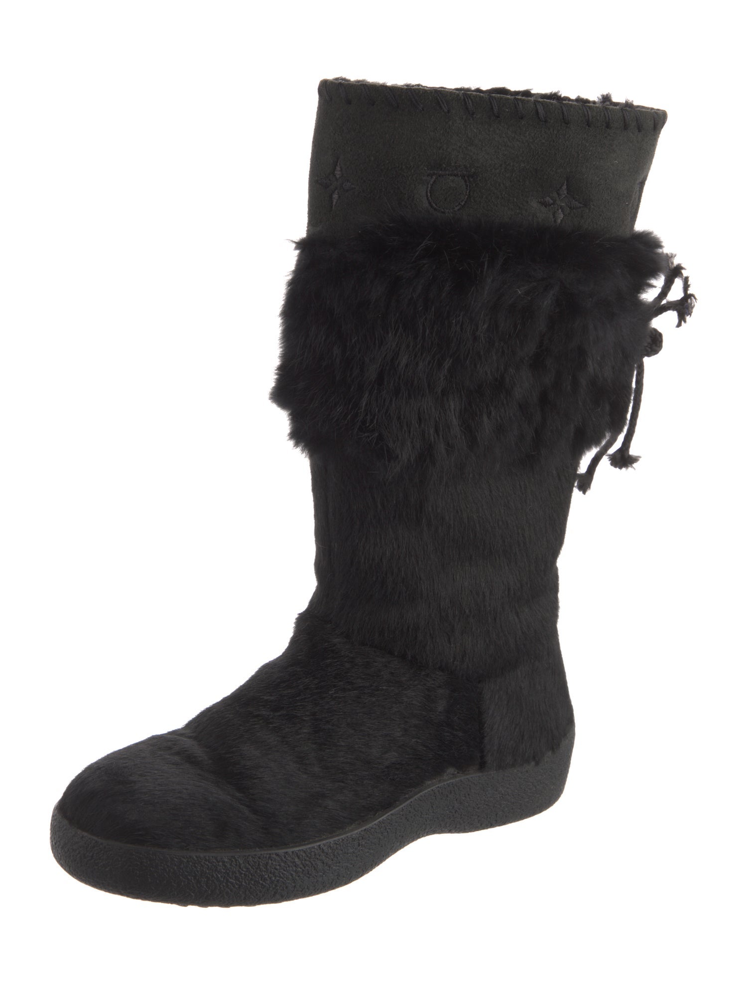 Salvatore Ferragamo Ponyhair Lace-Up Boots