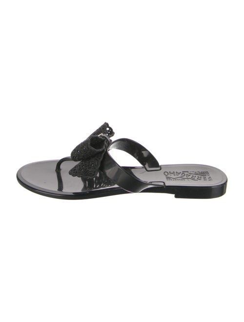 Salvatore Ferragamo Rubber Bow Accents Slides