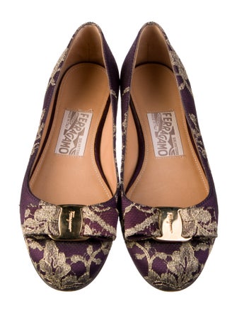 Salvatore Ferragamo Vara Bow Accent Floral Print Ballet Flats