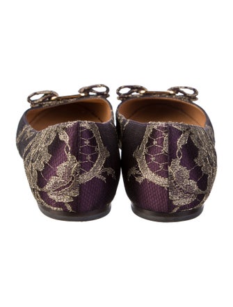 Salvatore Ferragamo Vara Bow Accent Floral Print Ballet Flats