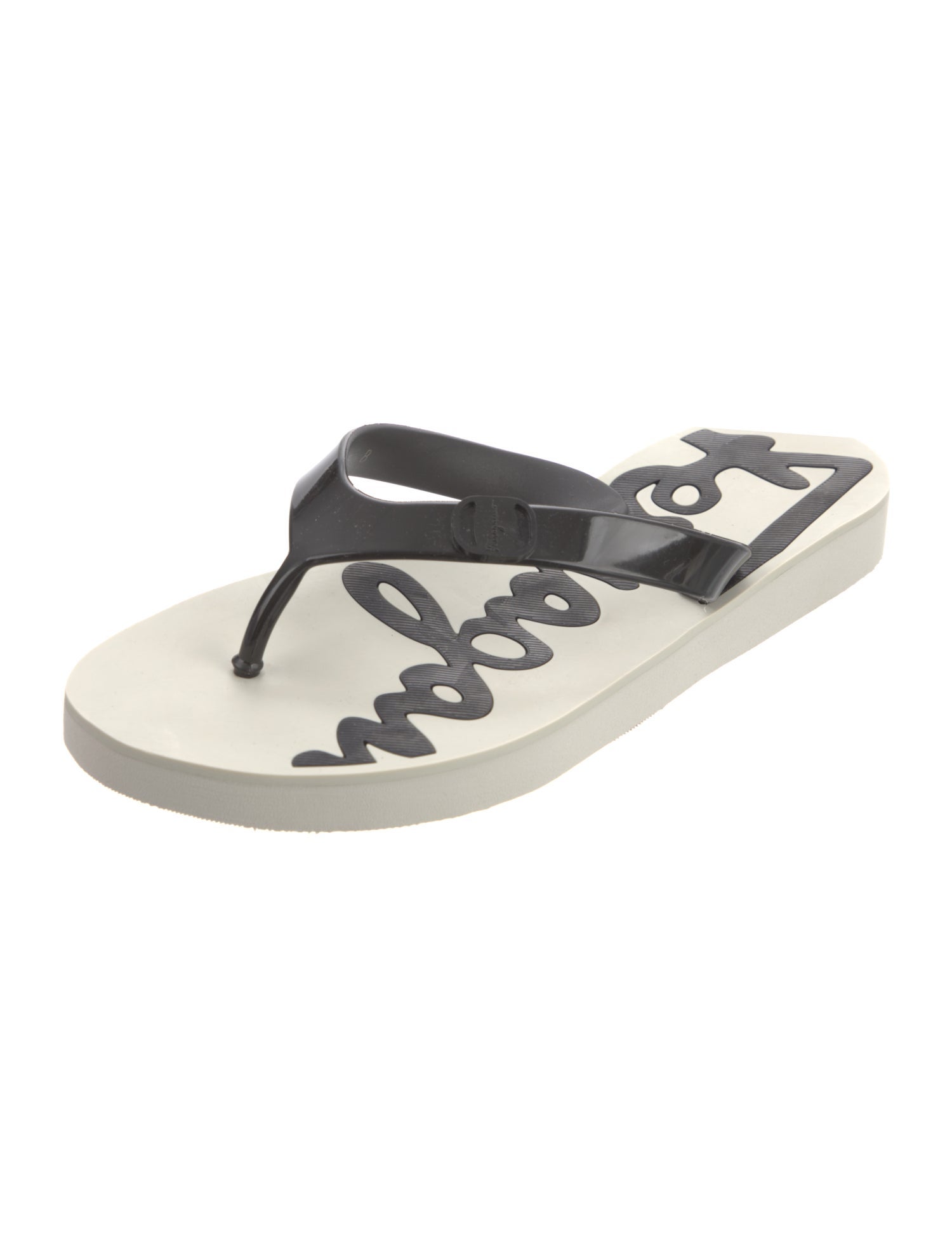 Salvatore Ferragamo Rubber Colorblock Pattern Flip Flops