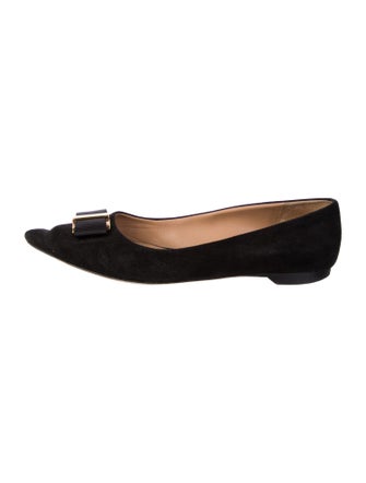 Salvatore Ferragamo Vara Bow Accent Suede Ballet Flats