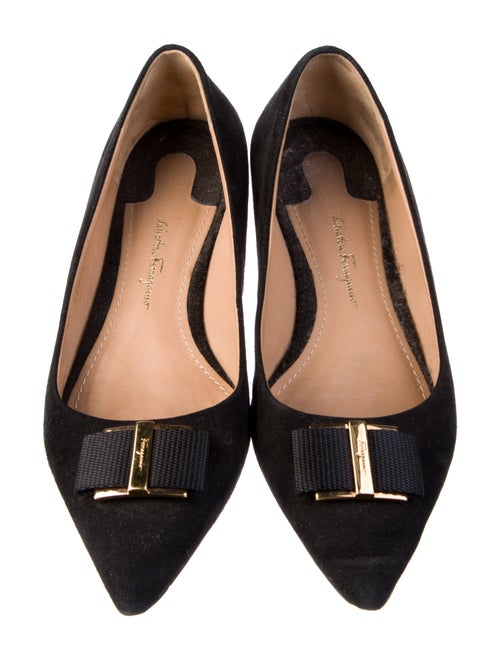 Salvatore Ferragamo Vara Bow Accent Suede Ballet Flats