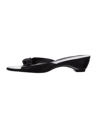 Salvatore Ferragamo Leather Bow Accents Slides