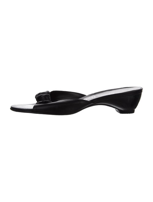 Salvatore Ferragamo Leather Bow Accents Slides