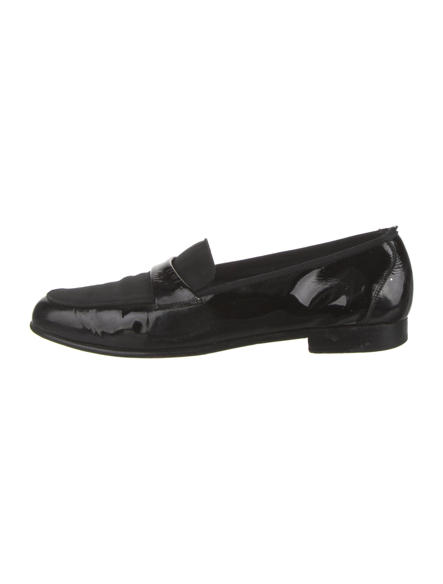 Salvatore Ferragamo Patent Leather Grosgrain Trim Dress Loafers
