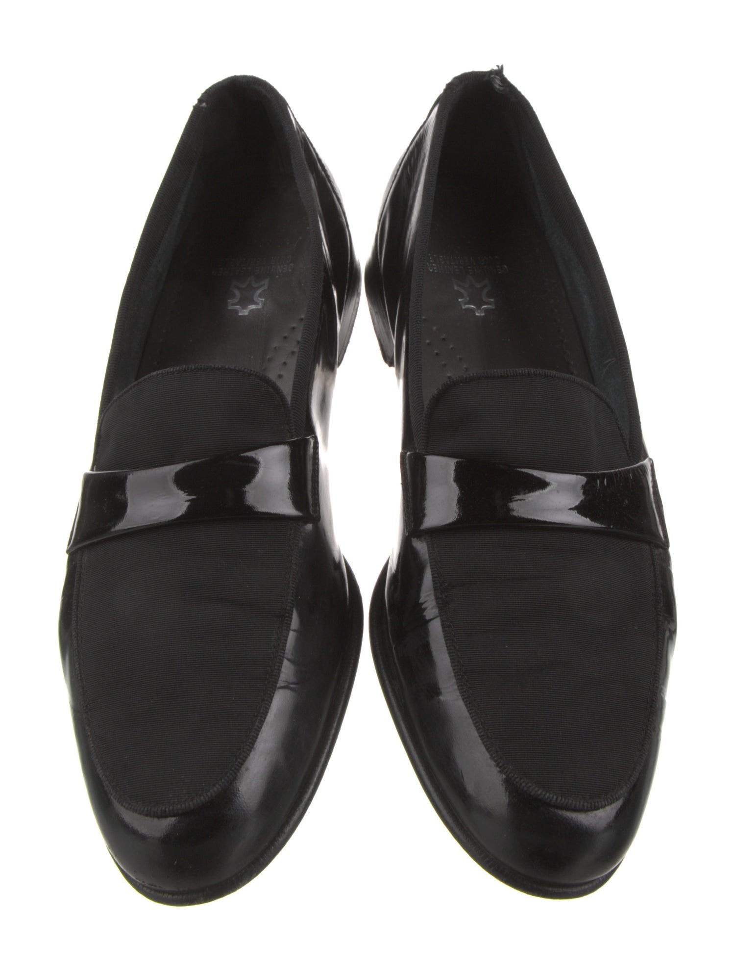 Salvatore Ferragamo Patent Leather Grosgrain Trim Dress Loafers
