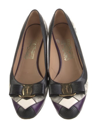 Salvatore Ferragamo Vara Bow Accent Leather Ballet Flats