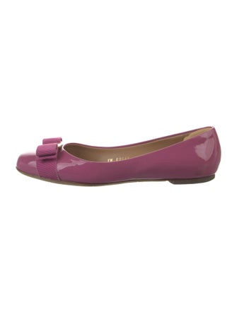 Salvatore Ferragamo Vara Bow Accent Patent Leather Ballet Flats