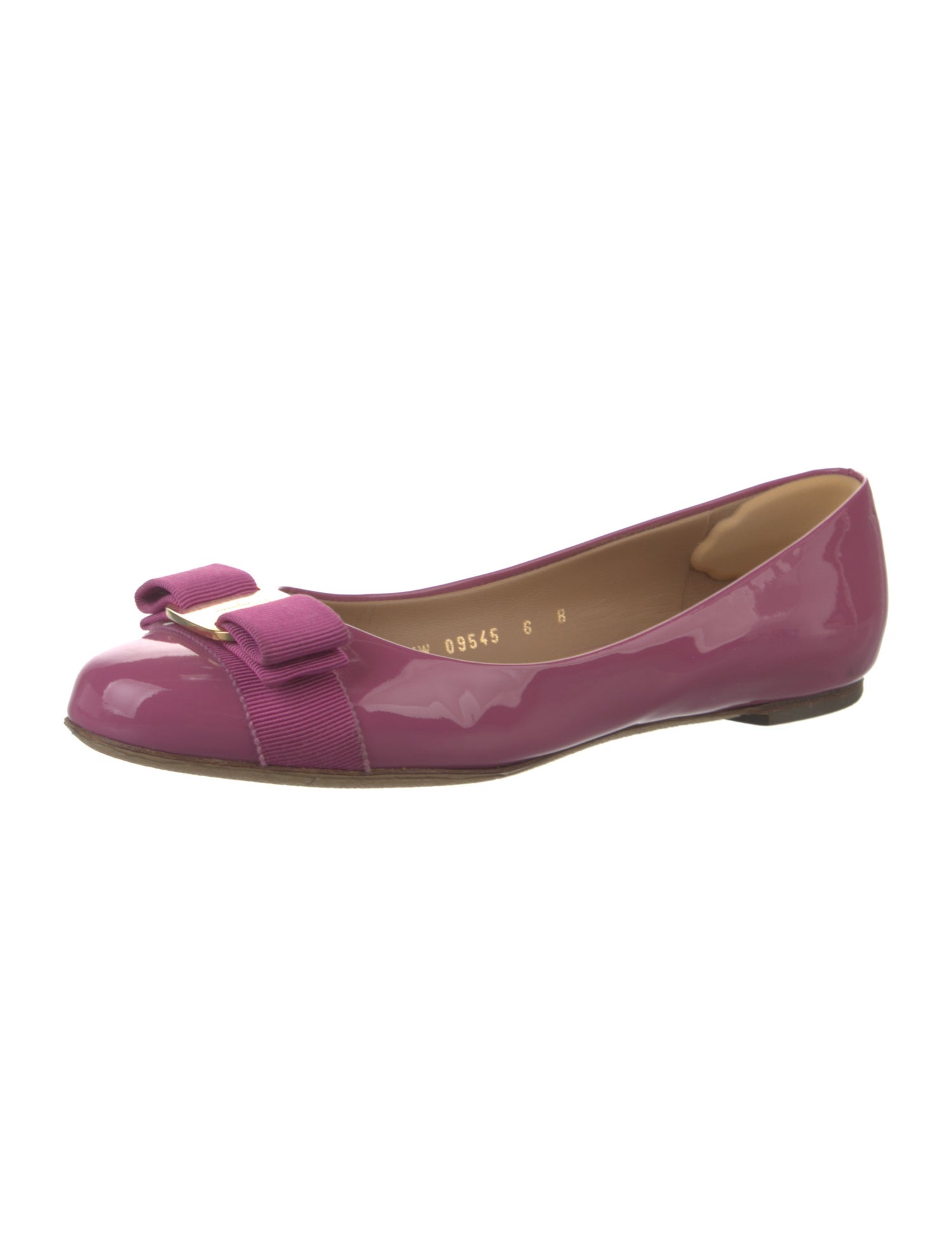 Salvatore Ferragamo Vara Bow Accent Patent Leather Ballet Flats