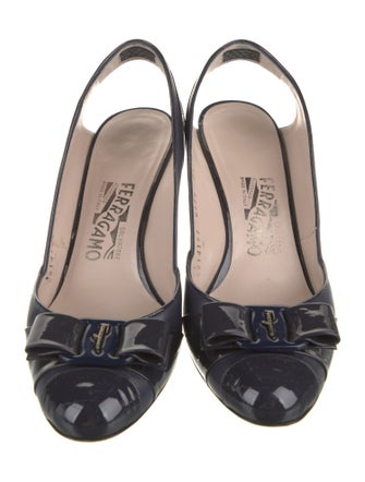 Salvatore Ferragamo Vara Bow Accent Patent Leather Slingback Pumps