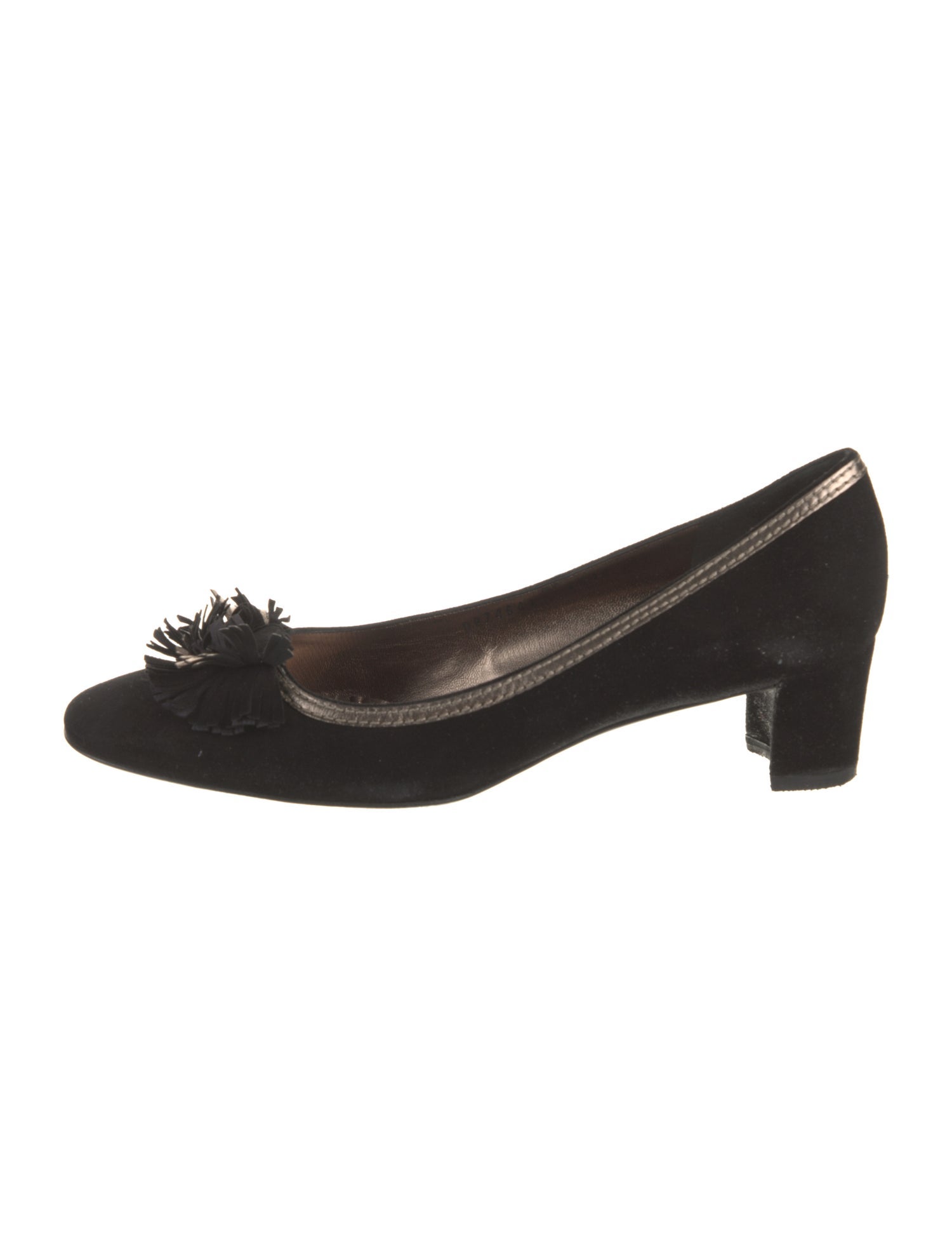 Salvatore Ferragamo Suede Fringe Trim Accent Pumps