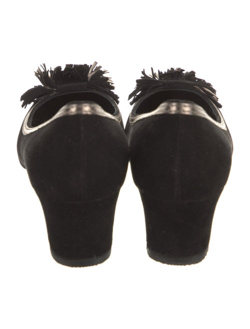 Salvatore Ferragamo Suede Fringe Trim Accent Pumps