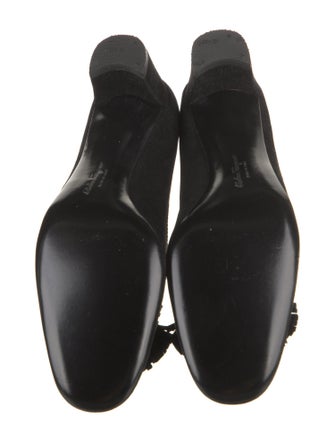 Salvatore Ferragamo Suede Fringe Trim Accent Pumps