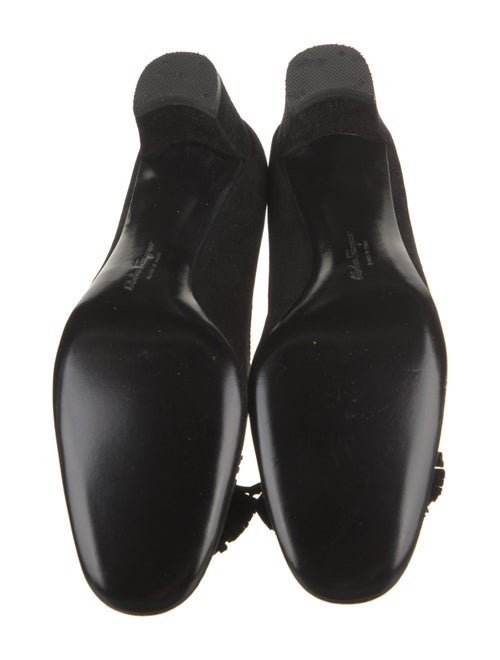 Salvatore Ferragamo Suede Fringe Trim Accent Pumps