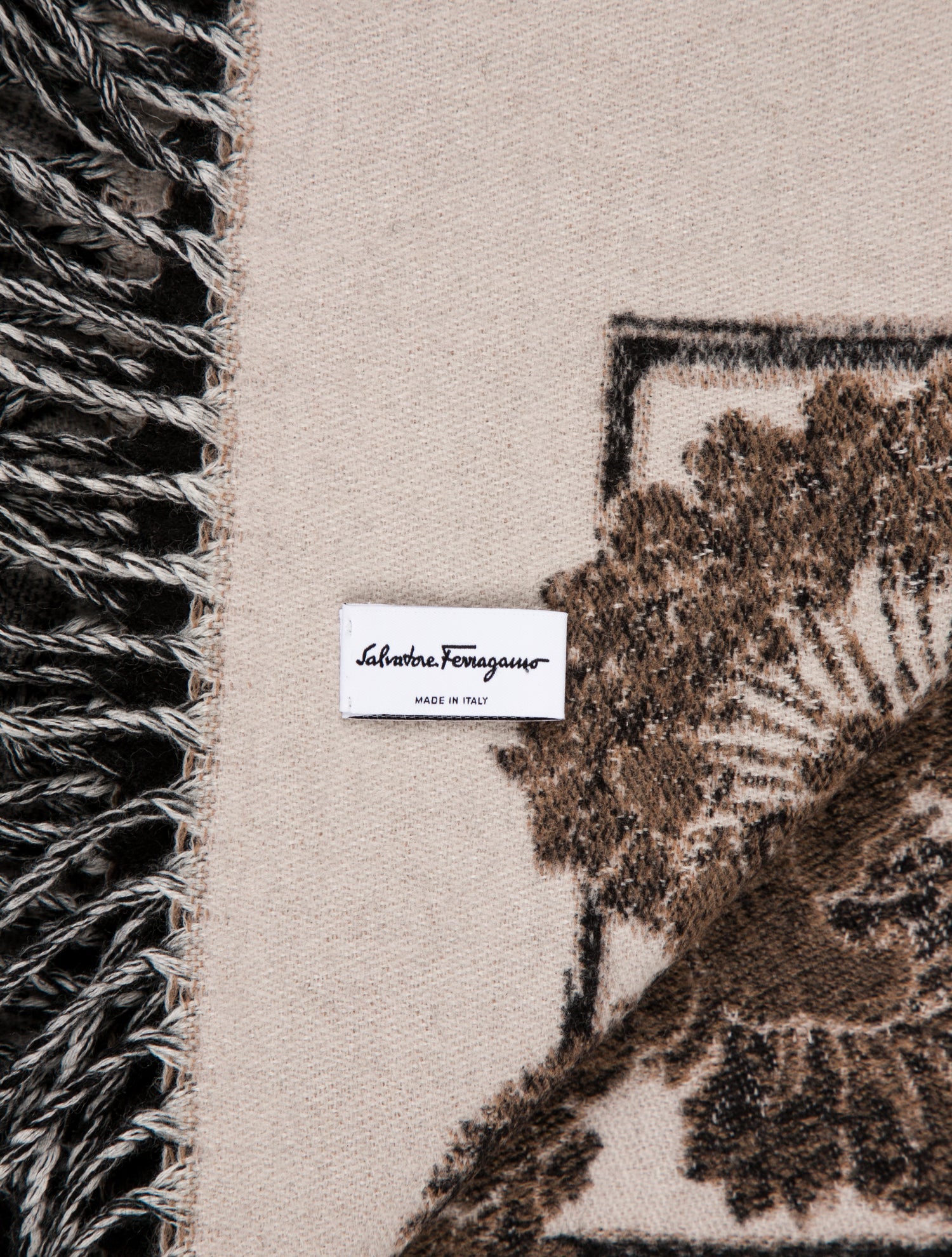 Salvatore Ferragamo Leopards Wool Throw Blanket