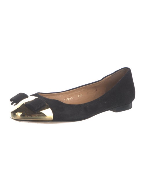 Salvatore Ferragamo Vara Bow Accent Suede Flats