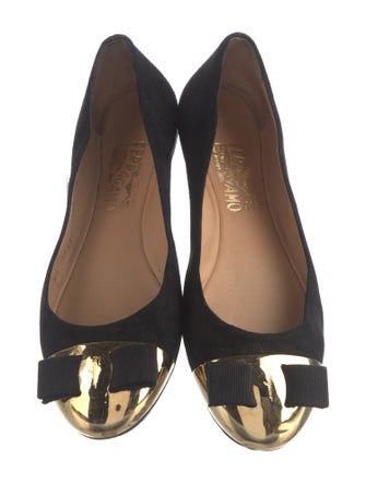 Salvatore Ferragamo Vara Bow Accent Suede Flats