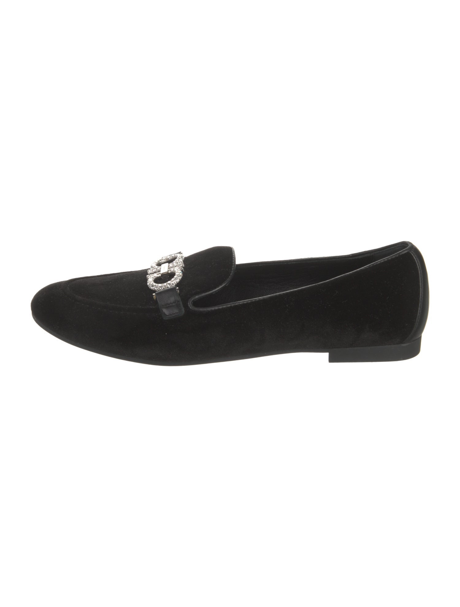 Salvatore Ferragamo Velvet Crystal Embellishments Loafers