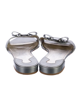Salvatore Ferragamo Leather Bow Accents Slides