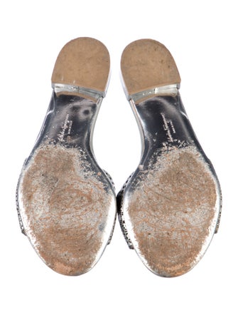 Salvatore Ferragamo Leather Bow Accents Slides