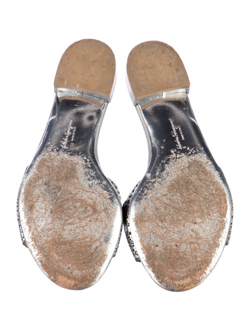 Salvatore Ferragamo Leather Bow Accents Slides