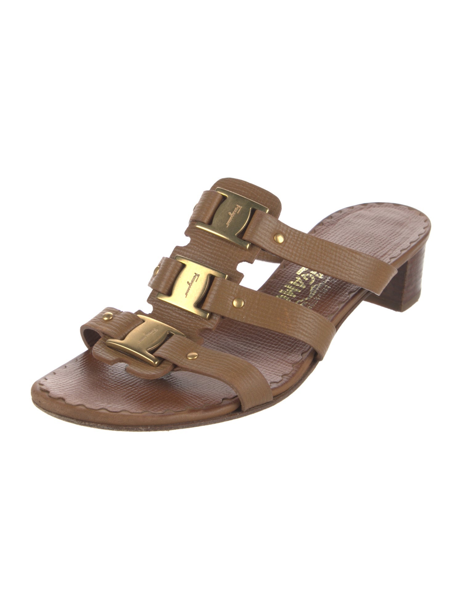 Salvatore Ferragamo Leather Slides