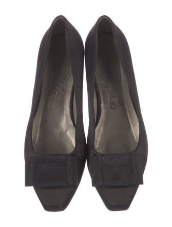 Salvatore Ferragamo Vara Bow Accent Satin Flats