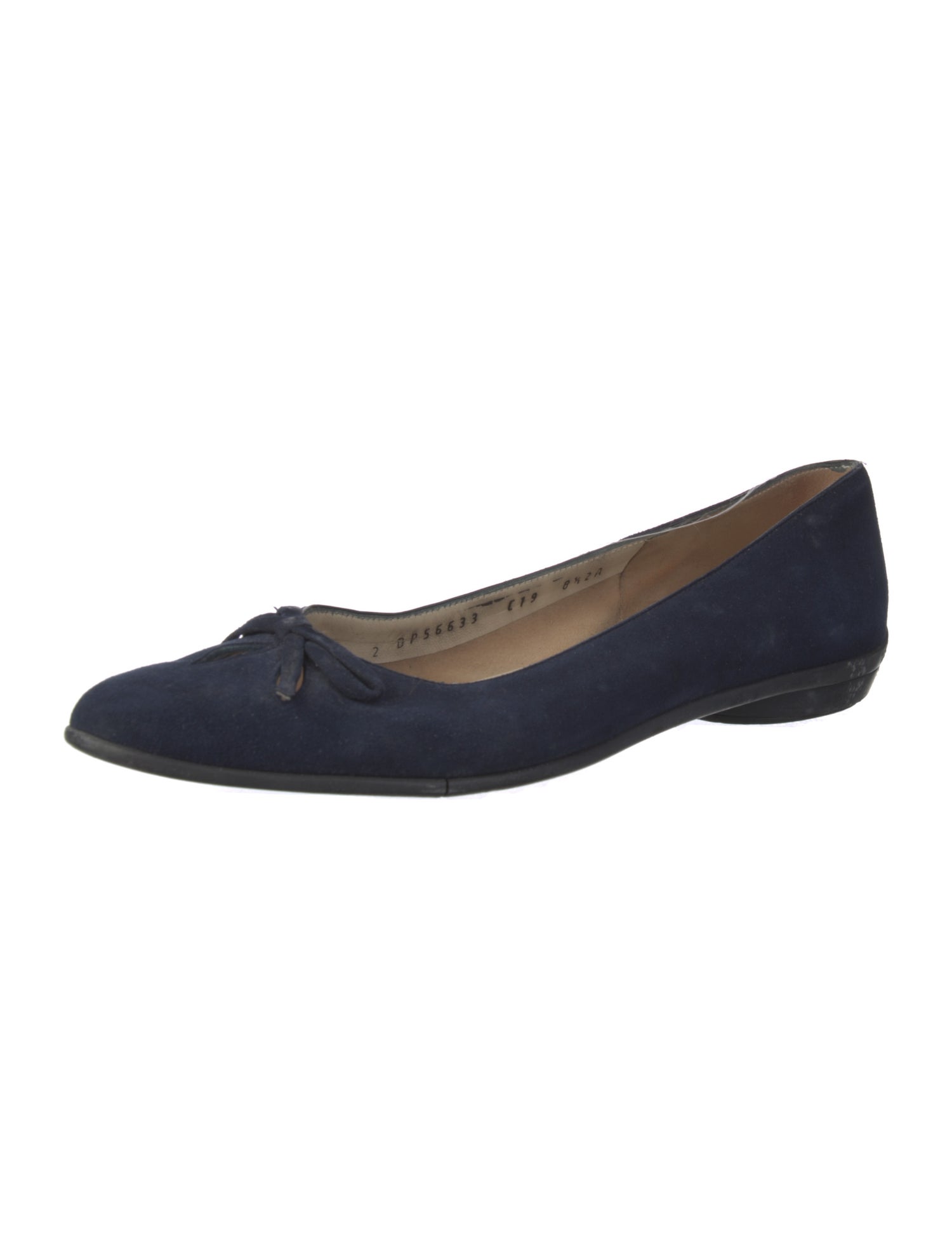 Salvatore Ferragamo Suede Bow Accents Flats