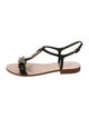 Salvatore Ferragamo Embossed Leather Crystal Embellishments T-Strap Sandals
