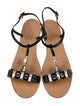 Salvatore Ferragamo Embossed Leather Crystal Embellishments T-Strap Sandals