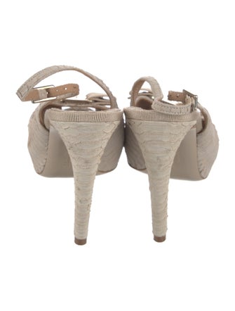 Salvatore Ferragamo Vara Bow Accent Snakeskin Slingback Pumps