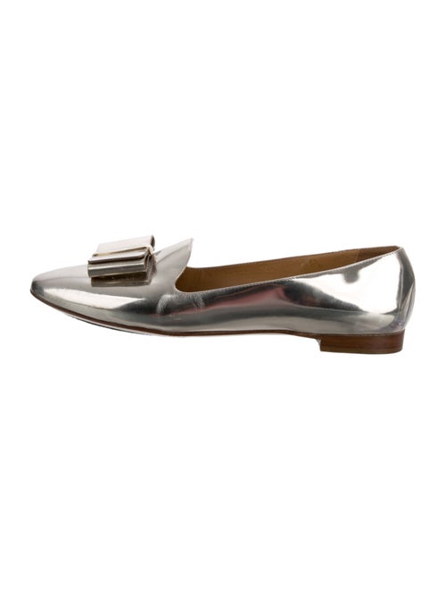 Salvatore Ferragamo Leather Bow Accents Ballet Flats