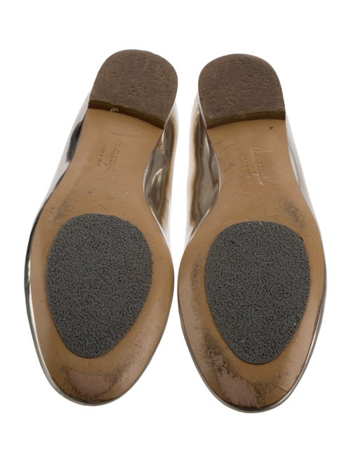 Salvatore Ferragamo Leather Bow Accents Ballet Flats