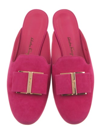 Salvatore Ferragamo Gancini Logo Suede Slides
