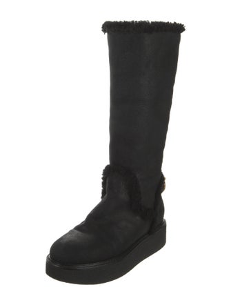 Salvatore Ferragamo Gancini Logo Suede Riding Boots